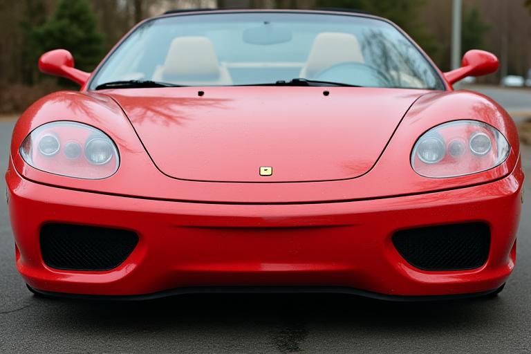 A red sports car with dull, faded paint.