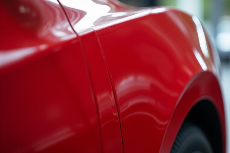 The same paintwork, now flawless and highly reflective after paint correction.